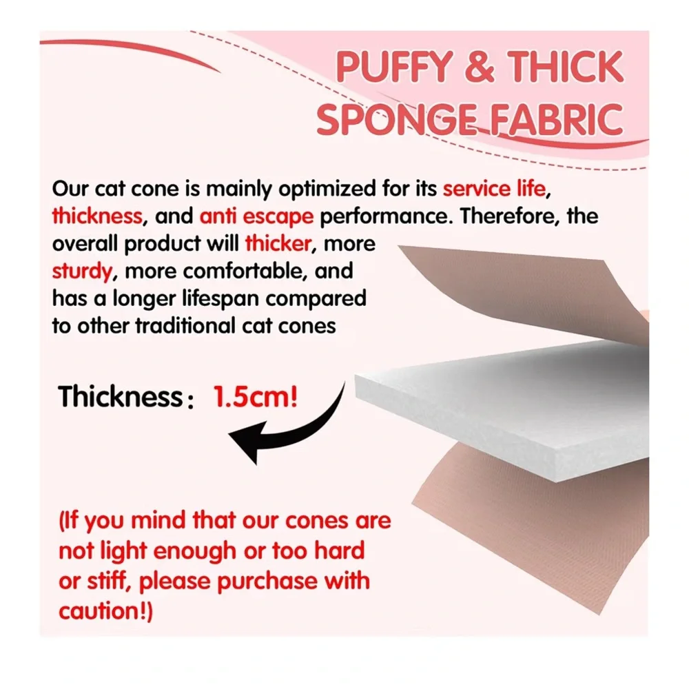 NEW Fabric Padded Comfortable Anti-Lick Multicolor Cat Cone Collar for Recovery